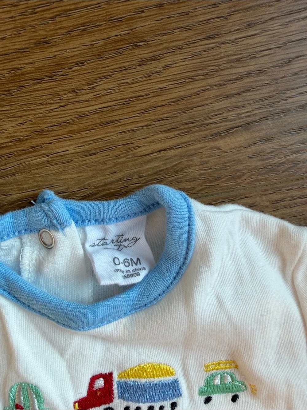 Starting Out Cream Baby Sleep Gown with Blue Trim and Vehicle Print 0-6M